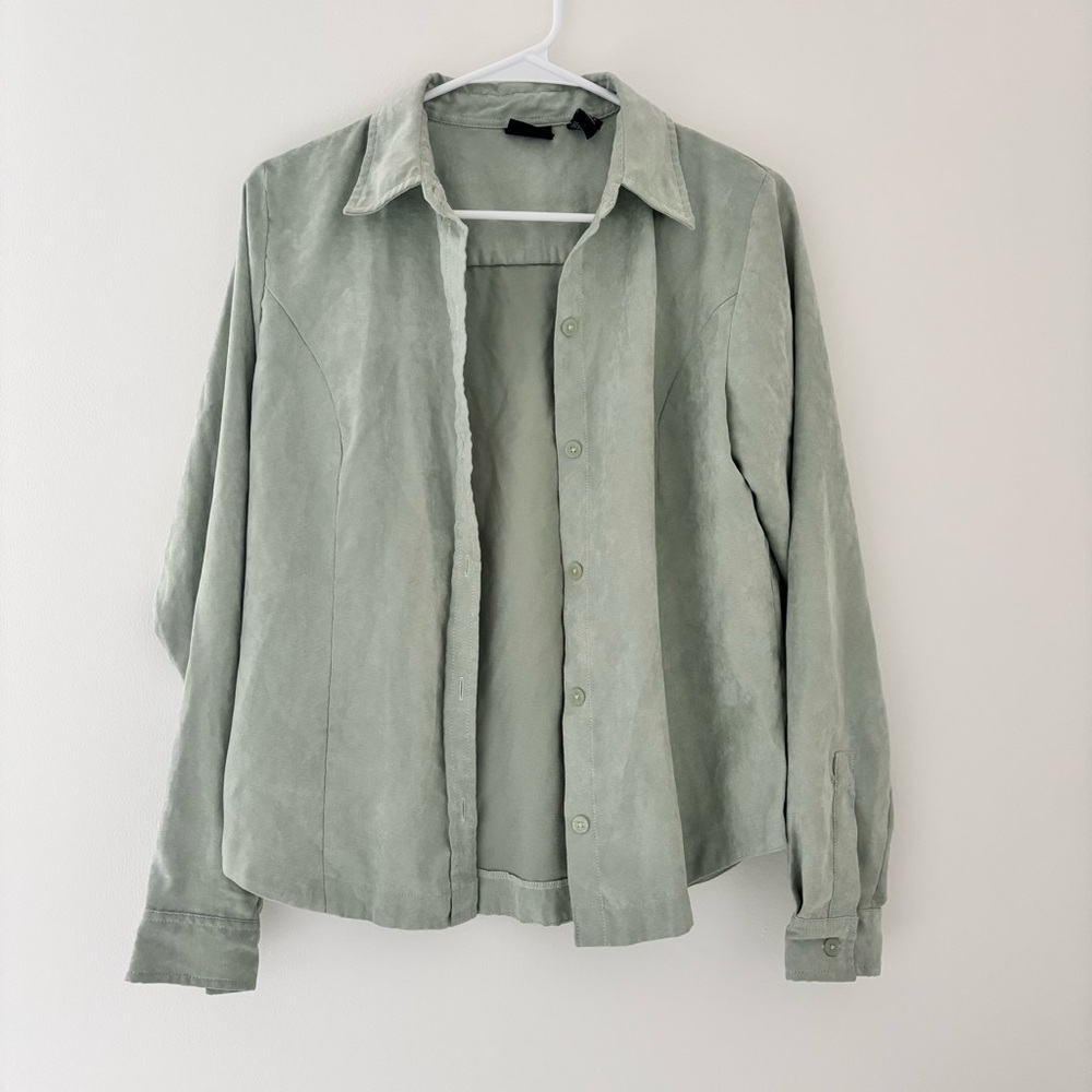 new york and company green suede top